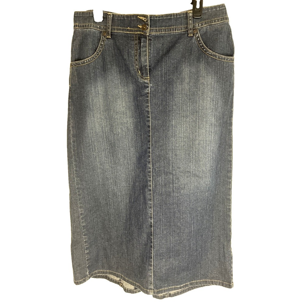 Christopher‎ & Banks A-Line Stretch Denim Maxi Skirt Women's 12 Western Boho